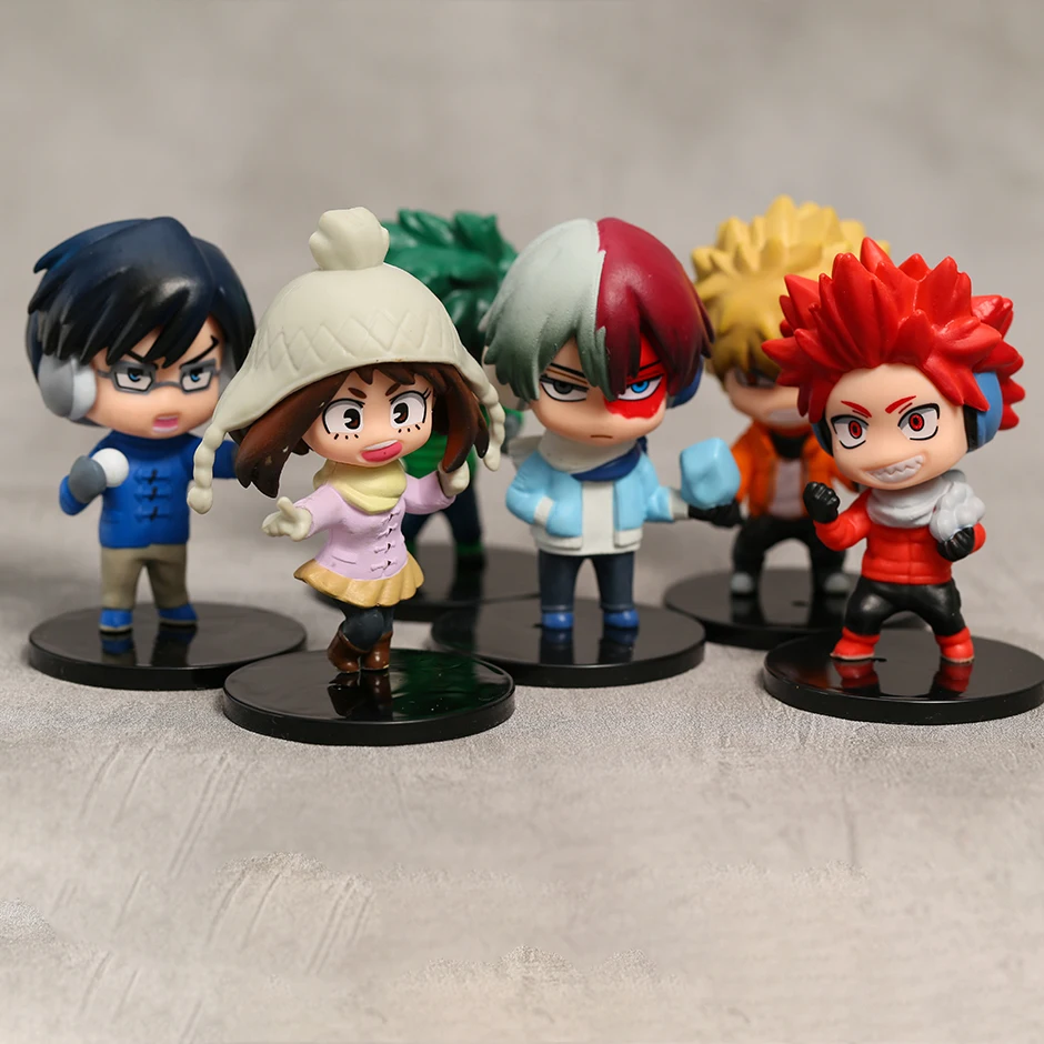 

6pcs/set My Hero Academia Midoriya Izuku Bakugou Katsuki Todoroki Shoto Ochaco Uraraka Anime Q Version Figures Toys Dolls Gift