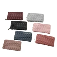 fashion wallets zipper coin purse lady long purses women clutch cards holder sheepskin genuine leather moneybag billfold wallet