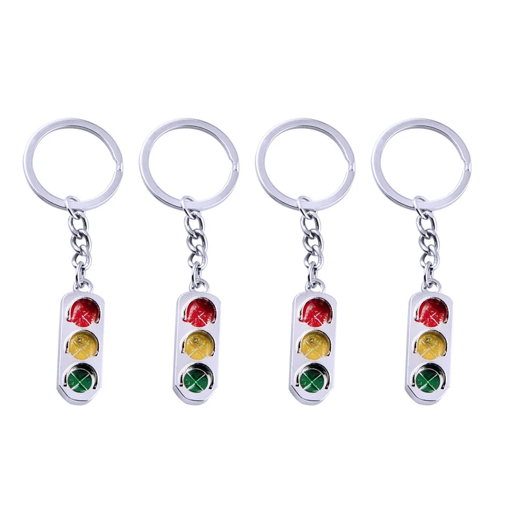 

4 Pcs Key Chain Mini Toys Kids Bag Pendant Metal Hanging Ornament Creative Keychain Child Car Traffic light Semaphore