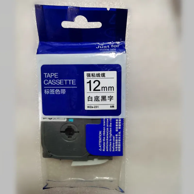 

5PK compatible label tapes tz tze wze-231 black on white ink cartridge for P-Touch Laminated Label Printer Labeling Machine
