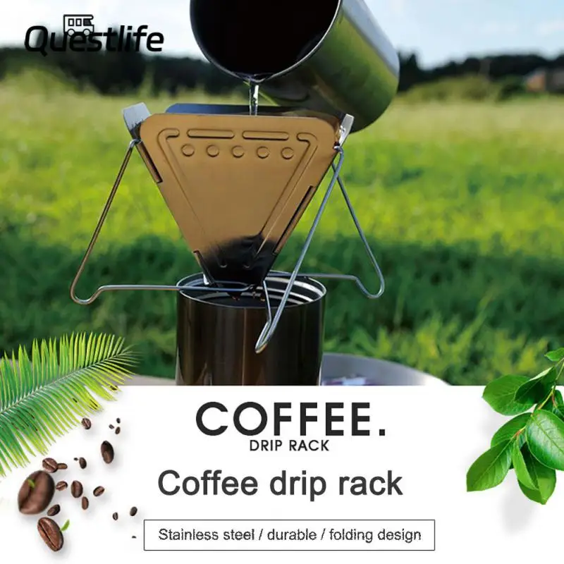 

Outdoor Camping Coffee Drip Rack Filter Cup 304 Stainless Steel Foldable Portable Coffee Stove Coffee Filter Dripper Easy To Use