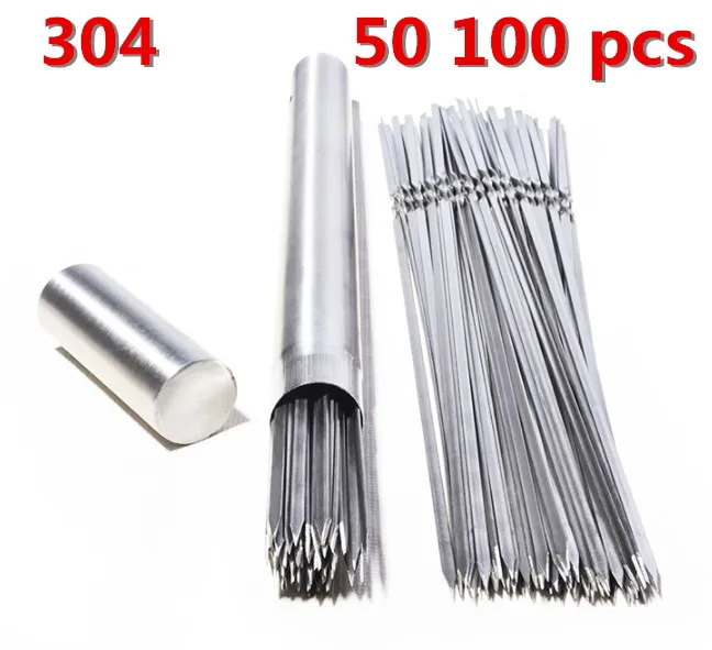 

304 Stainless Steel 50 100pcs Barbeque BBQ Needle Stick Barrel Roast Kebab Meat Skewers Outdoor Camping Picnic tools grilling