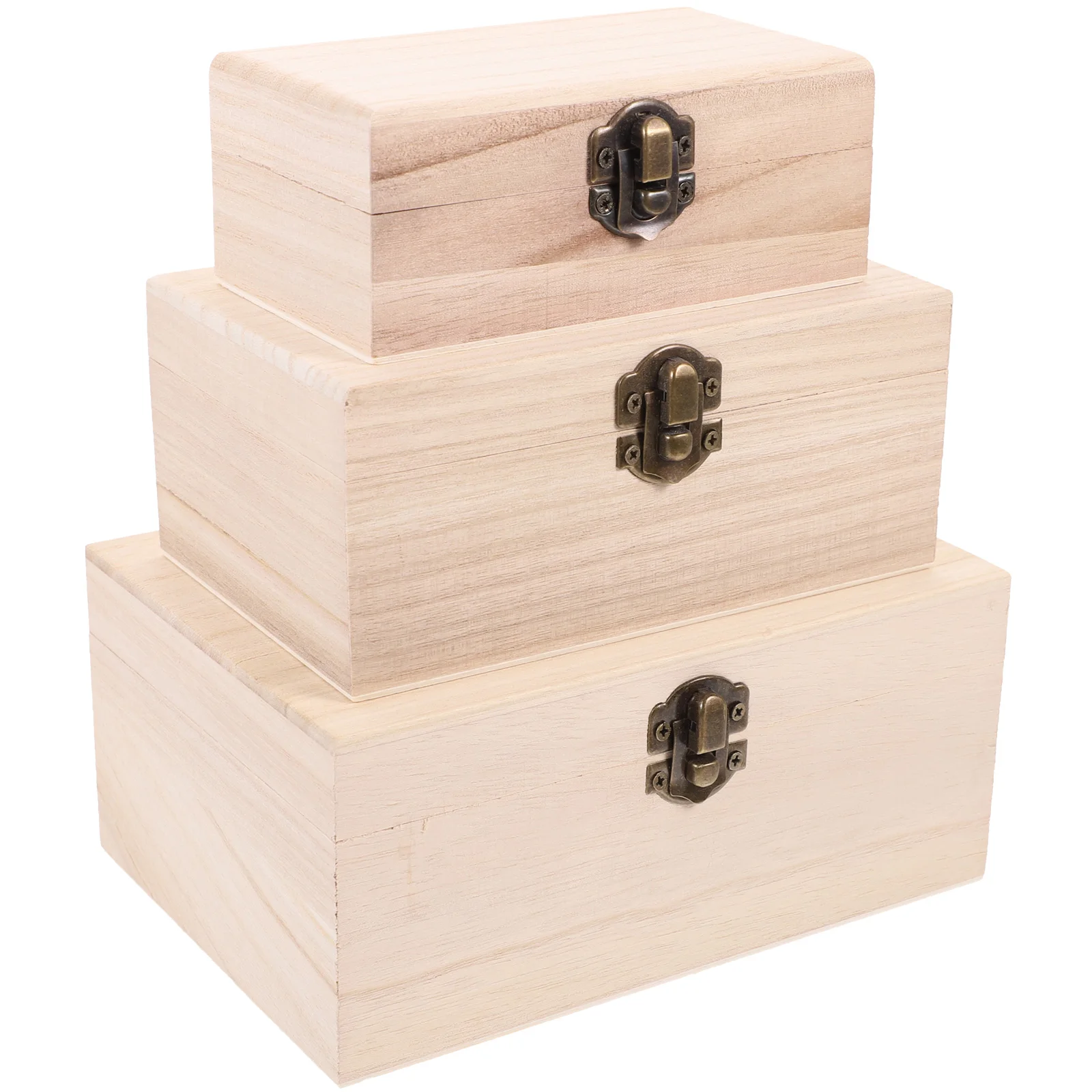 

Unfinished Wooden Box Jewelry Case Wood Box DIY Craft Stash Boxes with Locking Clasp for Hobbies Kids Painting Craft Acrylic