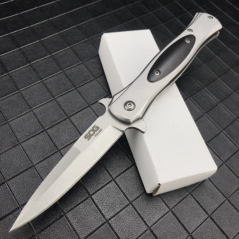 

Survival Folding Knife 440C Wing Blade 420 Steel inlaid Ebony Handle Easy Opening Tactical Picnic Knives Edc Self defense