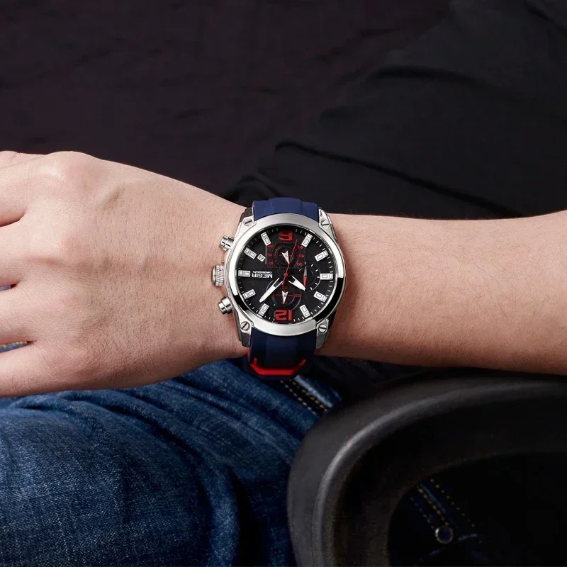 Часы MEGIR лучшие брендовые мужские часы с хронографом водонепроницаемые