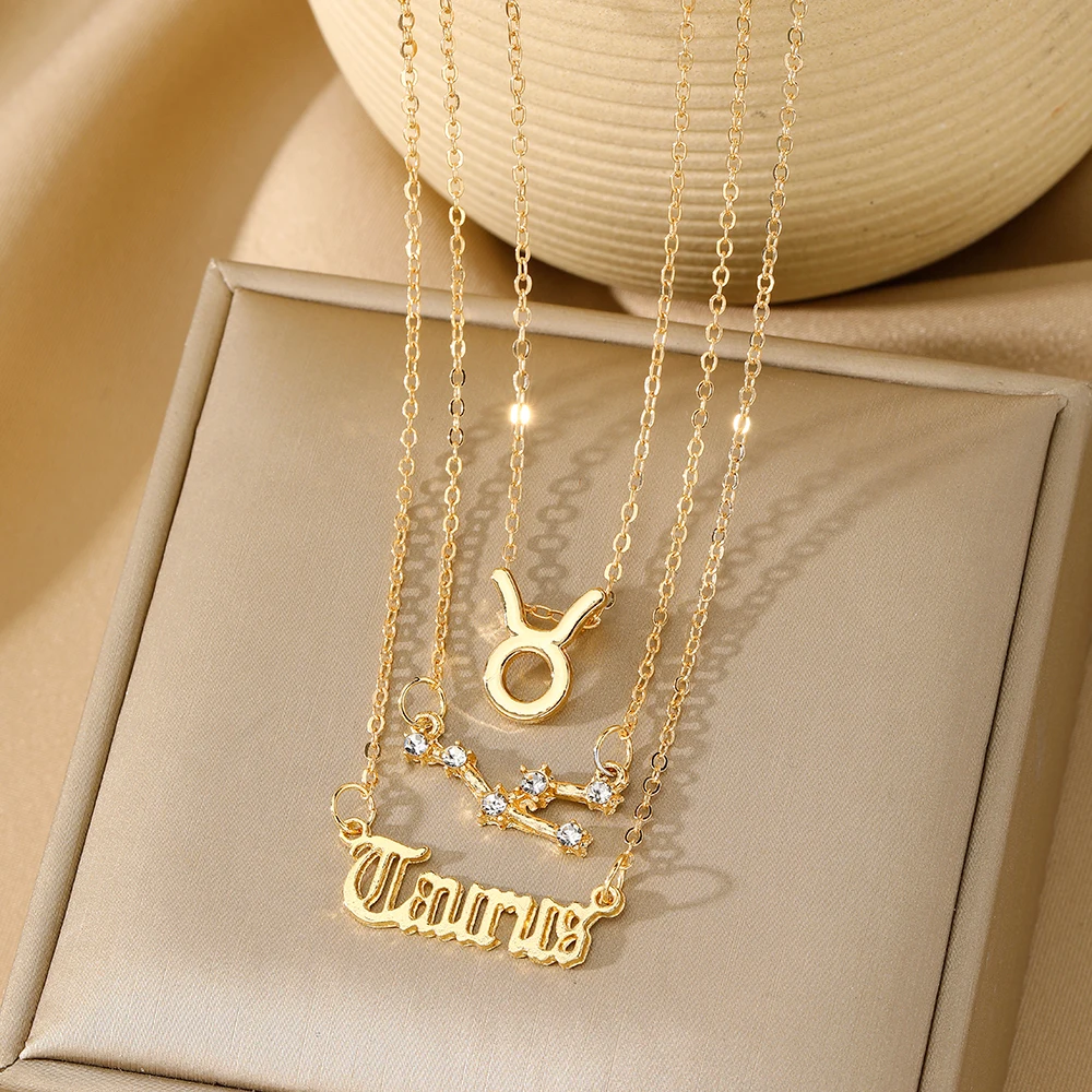 Ожерелье с 12 знаками зодиака Водолей Овен Близнецы Рыбы Лев Стрелец многослойное