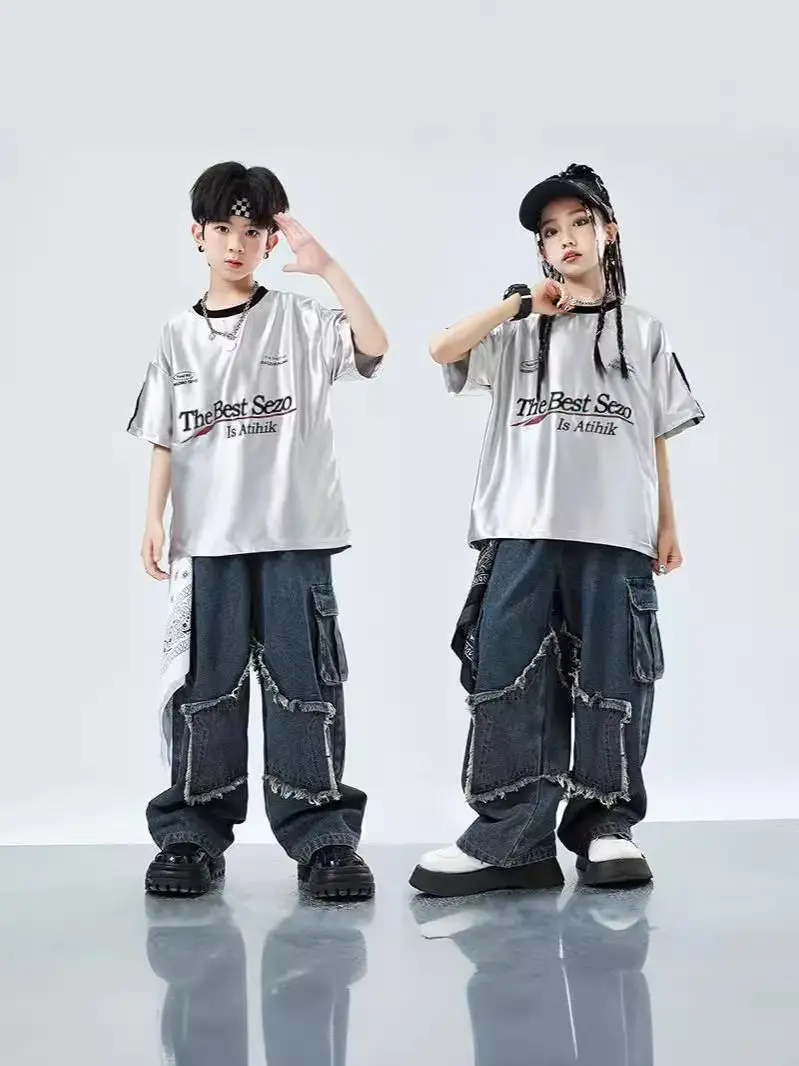 Детский хип-хоп наряд для мальчиков ковбойский с круглым вырезом летняя уличная