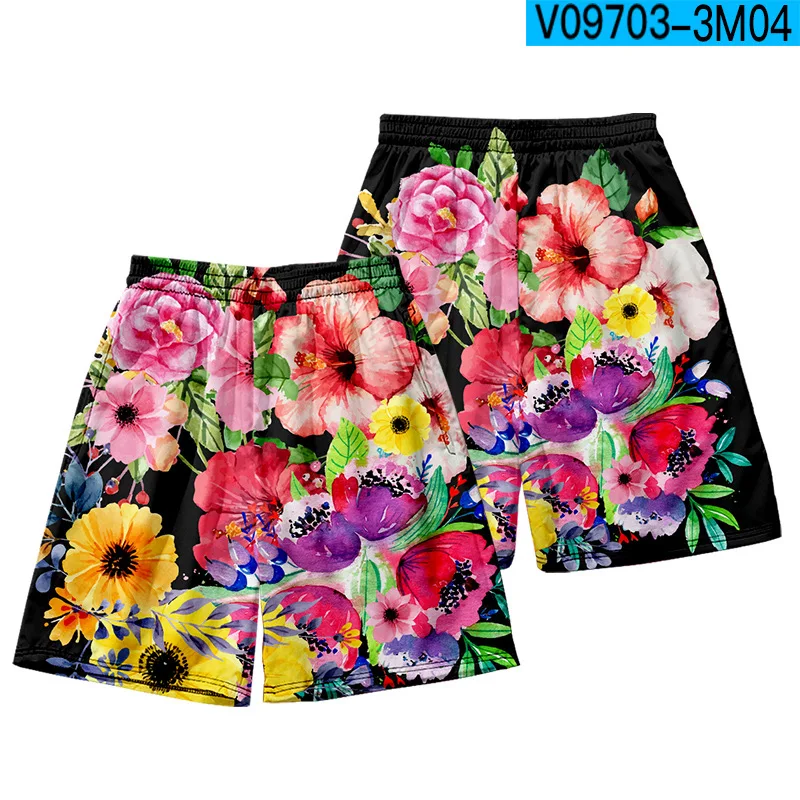Men Summer Beach Shorts Print Casual Loose Sleep Bottoms S-4XL Elastic Waist Pajamas Pant Thin Rayon Home Trousers