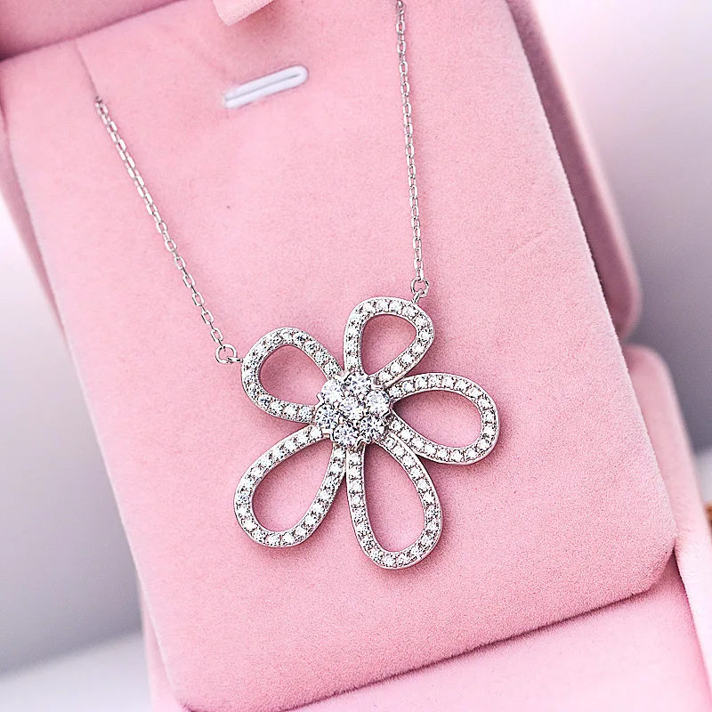 

Массивное ожерелье SODROV с белым кубическим цирконием и дымчатым цветком для женщин, оптовая продажа