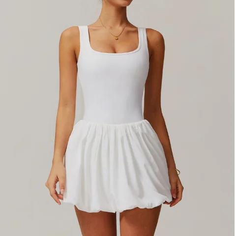 4-color new quick-drying tennis skirt, one-piece yoga fake two-piece anti-revealing sports short skirt