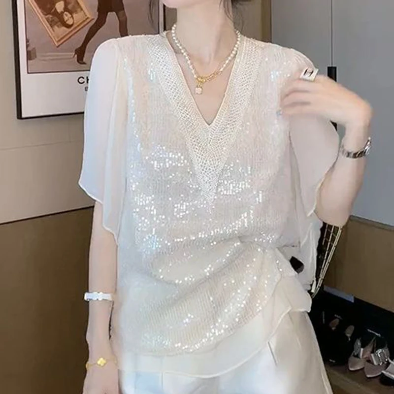 Новинка 2024 женский летний белый топ блузки для женщин женская блузка