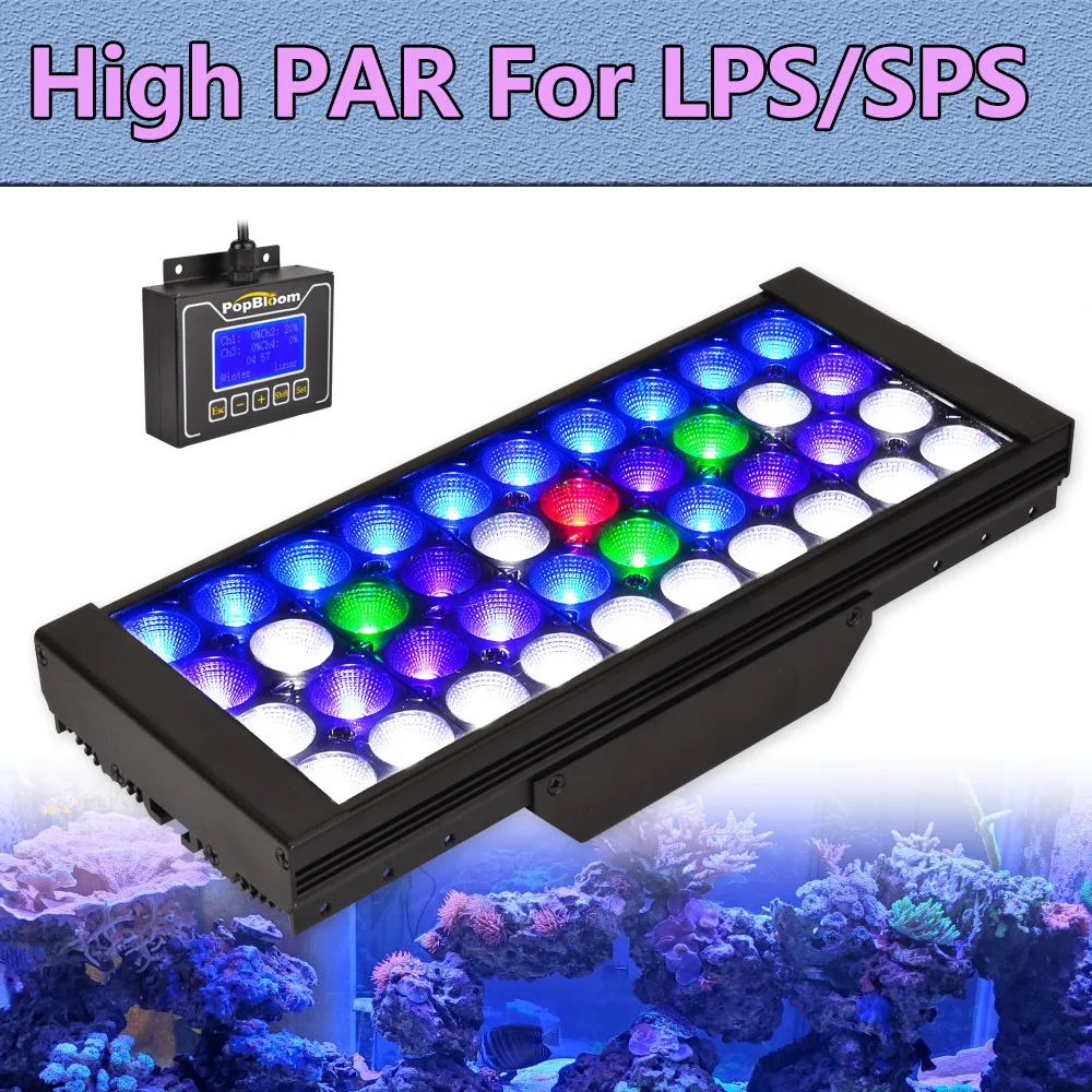 

PopBloom Marine Aquarium Led light Timer Full Spectrum Aquarium Reef Light For 60cm SPS/LPS Seawater Coral Fish Tank Marine Lamp