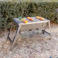 portable bbq grill outdoor folding stainless steel charcoal