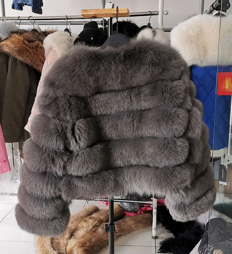 Real Fur Women Winter Natural Fur Coat Warm Jacket Fox Leather Luxury Vest Long Parkas Plus Size Clothes For Party Child Fashion