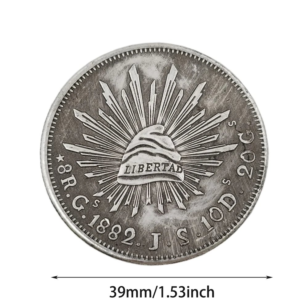 1882 Мексиканская коллекция памятных монет, Орлан, змея, мексиканская Республика, диаметр 39/45 мм, украшение для дома, сувенир ручной работы