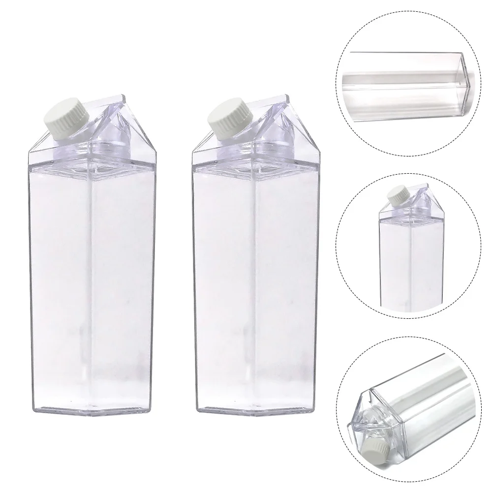 

2Pcs Carton Water Bottle Transparent Drinking Cup Drink Bottle Plastic Water Jug