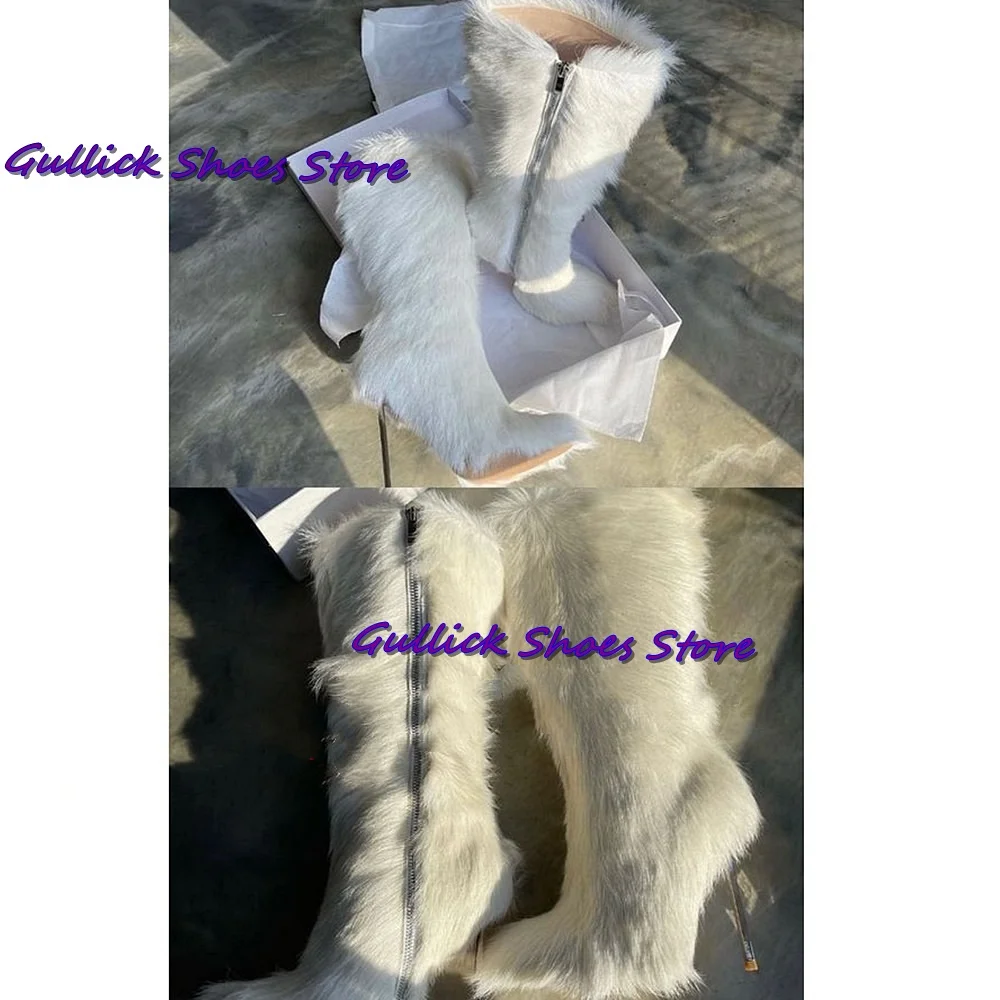 Женские зимние меховые сапоги однотонные теплые лаконичные удобные туфли на