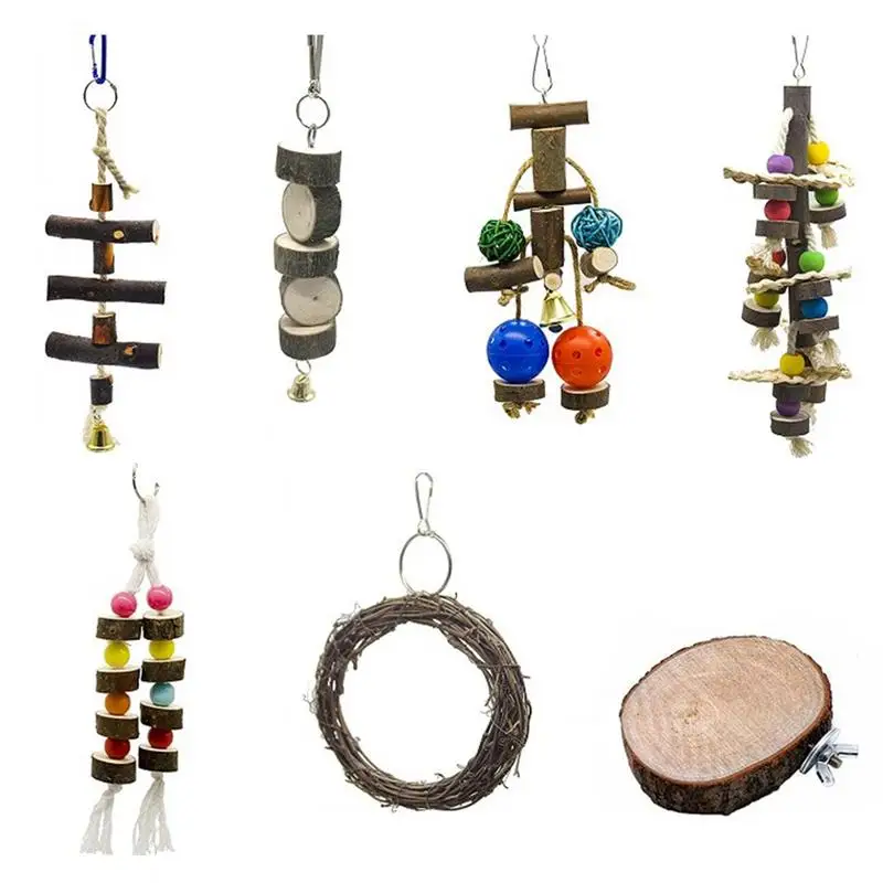 

Bird Toys For Parakeets Wooden Perches For Parrots Chewing Toy Parrot Cage Finches Budgie Parrots Toys Gifts For Home Decoration