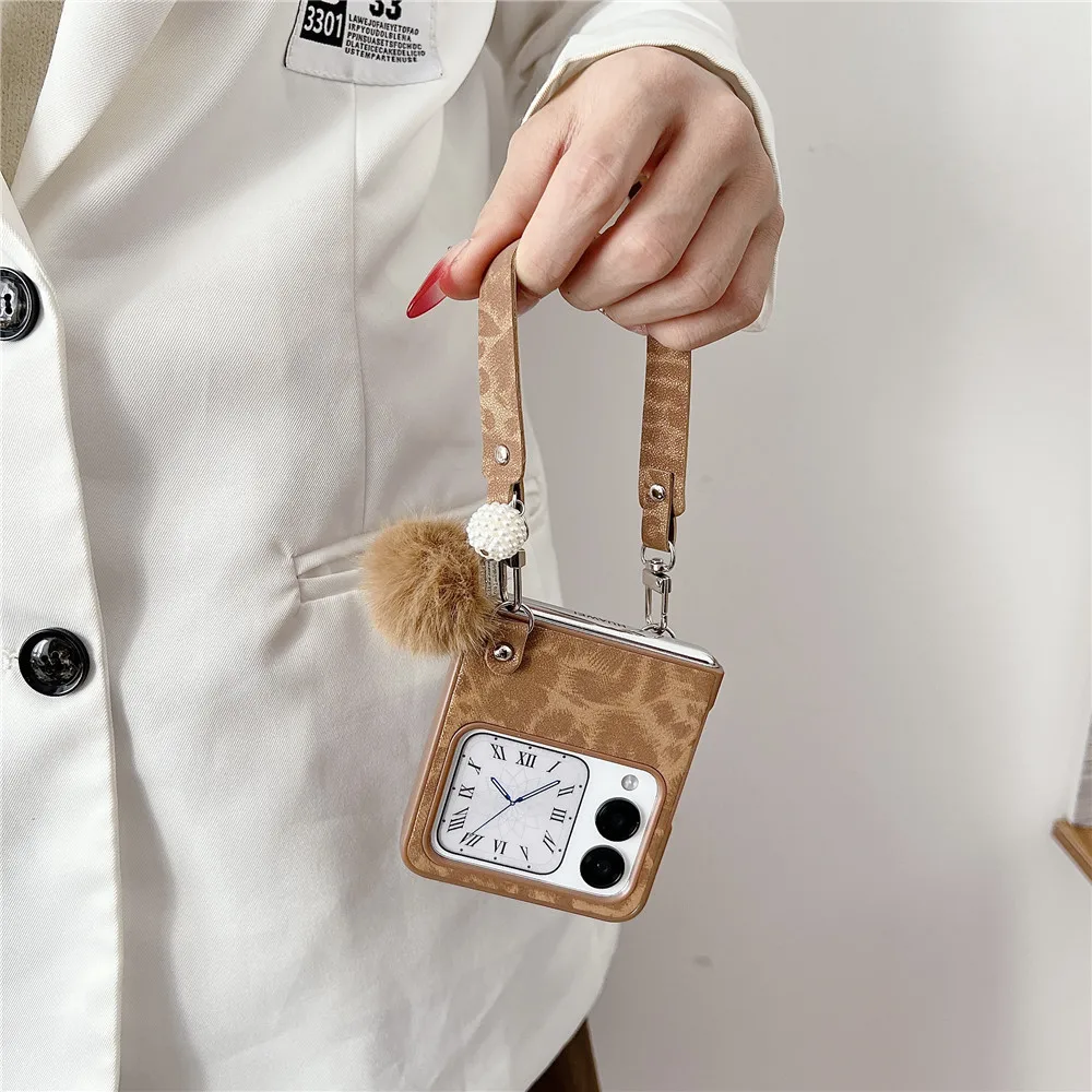 Роскошный чехол-браслет с леопардовым принтом для Motorola Razr50 ultra чехол OPPO Find N3Flip Caes