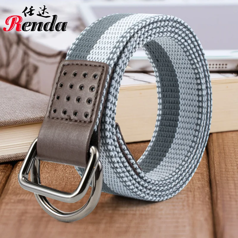 

New Designer Men Belt Outdoor Sports Polyester Cotton Belts Femme Casual Alloy Double Buckle Canvas Woven Waistband