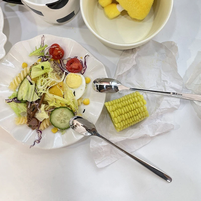 Кофейная ложка из нержавеющей стали с длинной ручкой для мороженого и чая