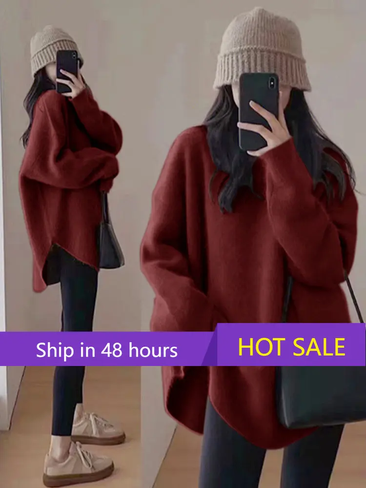

Fall/winter 2023: New This Year's Trendy Design Is Soft and Sticky with A Thickened Mid-length Sweater Women's Knitted Top