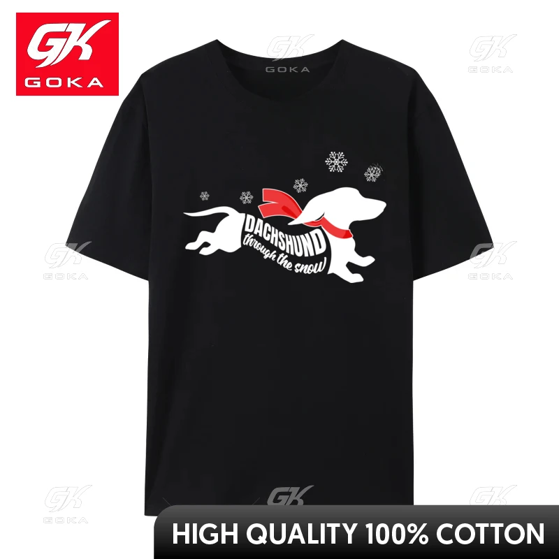 Рождественская футболка Такса сквозь снег для любителей собак топы рубашки