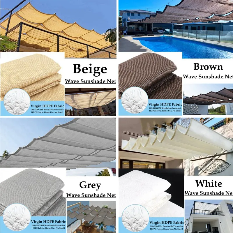 

Customizable Courtyard Pavilion Telescopic Wave Sun Shade Net Sun Room Canopy Shading Sails Cloth Balcony Terrace Sunshade Nets