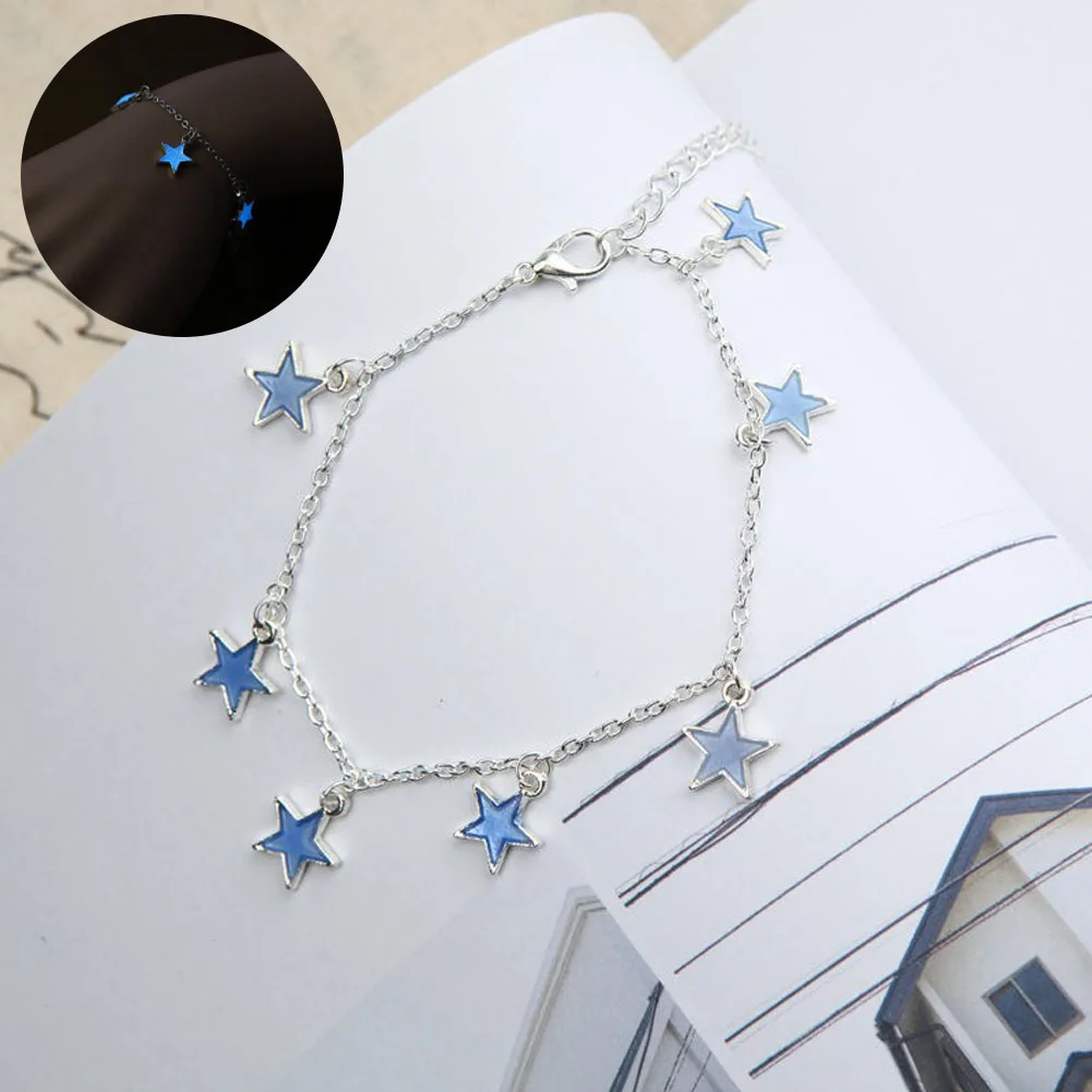 

Flower And Star Fashion Luminous Bracelet Girl Girlfriend Gift Bracelet Blue Fluorescent Sweet Bracelets For Women Charm Jewelry