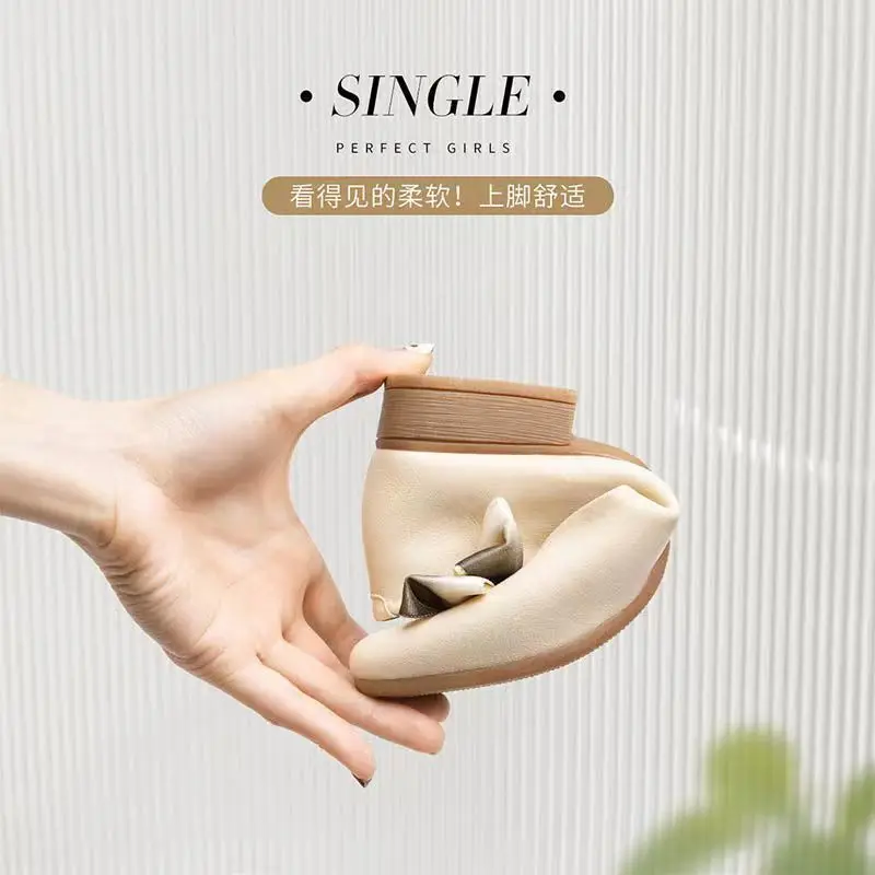 Bow shoes spring and autumn 2023 new flat-bottomed soft-soled temperament low heel shoes