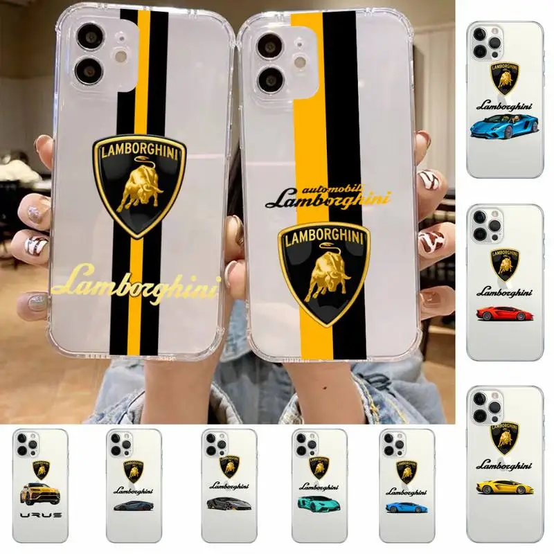

Supercar Lamborghini Phone Case For iPhone 14 13 12 11 Pro Max Mini X Xs XR 6 7 8 Plus SE 2020 Transparent Case