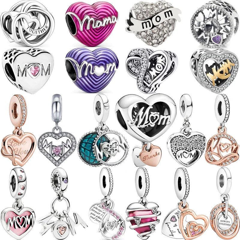 

Новые блестящие бусины серии «I Love Mom», подходят для оригинальных шармов Pandora, серебряный браслет «сделай сам», украшения на День Матери