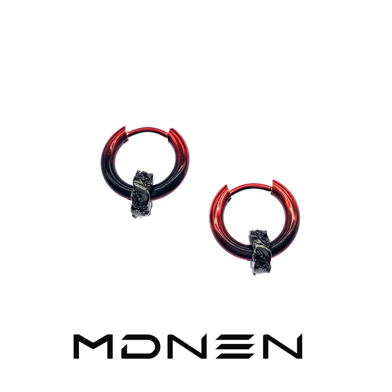 

2023 New Black And Red Flame Earrings Titanium Steel New Gothic Style Men's And Women's Jewelry Party Gift