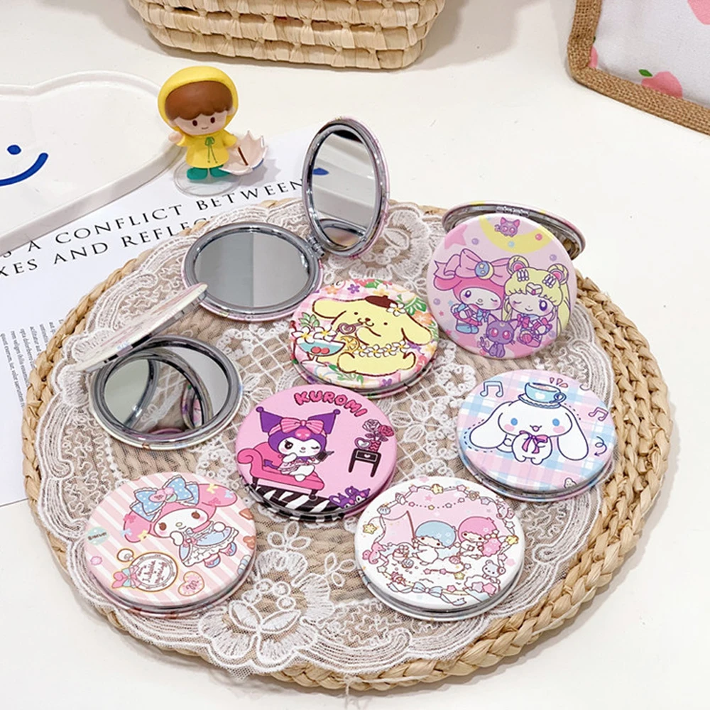 

Multiple Cute Anime Cinnamoroll My Melody Kuromi Little Twin Star Cartoon Kawaii Convenient Girl Cosmetic Mirror Toy Gift