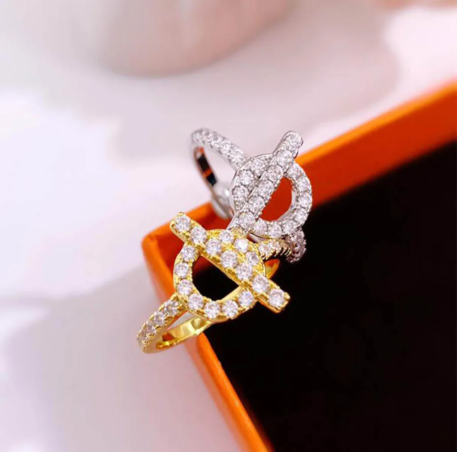 

Korean luxury OT buckle full of diamond ring ladies fashionable simple niche classic index finger ring