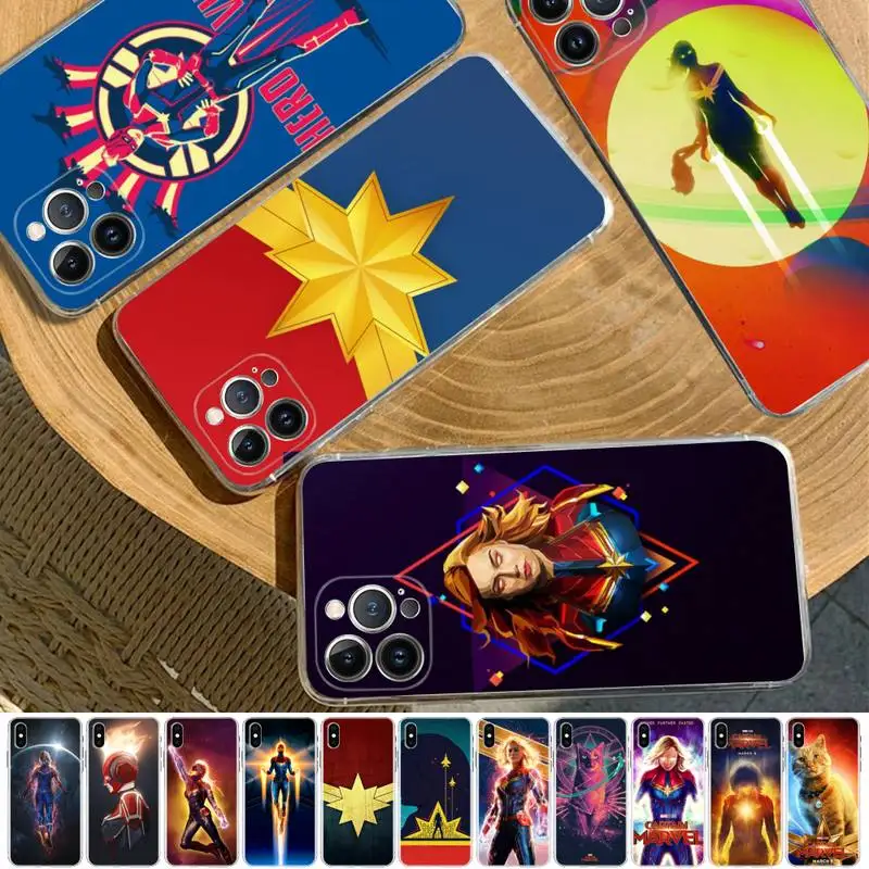 

Disney Captain Marvel Phone Case For iPhone 14 11 12 13 Mini Pro XS Max Cover 6 7 8 Plus X XR SE 2020 Funda Shell