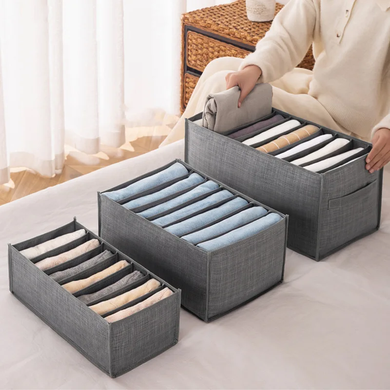 

Clothes Storage Organizer for Pants Bra Separate Grid Socks Shorts Storage Box Jeans Wardrobe Cabinet Drawers Washable Household