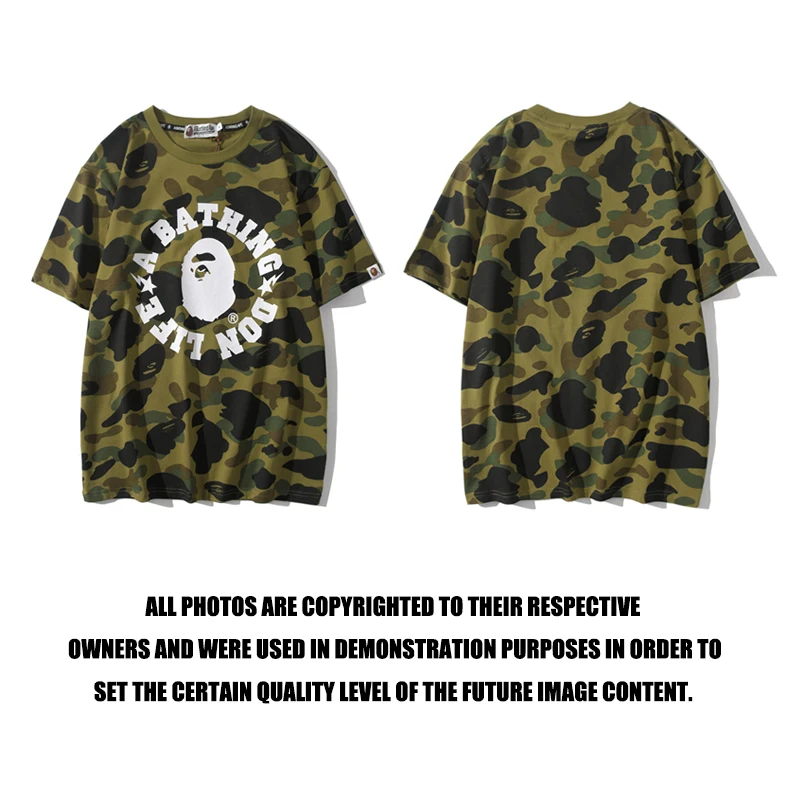 

BAPE летняя новая стильная японская брендовая футболка из чистого хлопка с принтом для мужчин и женщин парная футболка с коротким рукавом с а...