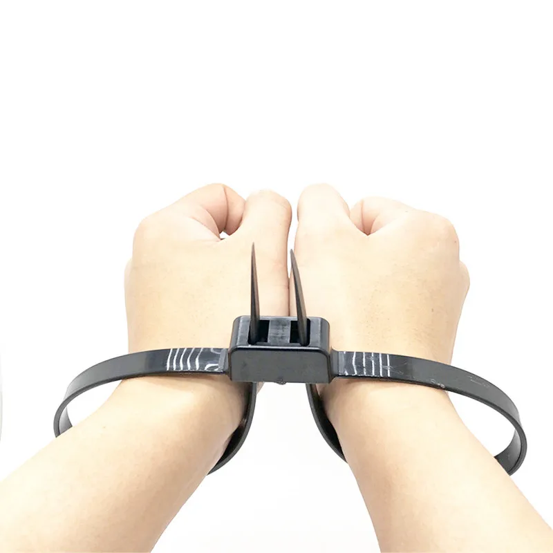 12mmx700mm  Plastic Police Handcuffs Double Flex Cuff Disposable Handcuffs Zip tTie Self-Locking Plastic Nylon Cable Ties