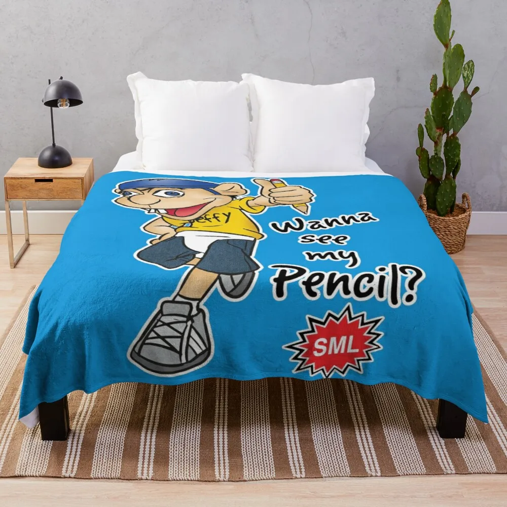 

Jeffy Wanna See My Pencil - Funny SML Character Throw Blanket throw rug