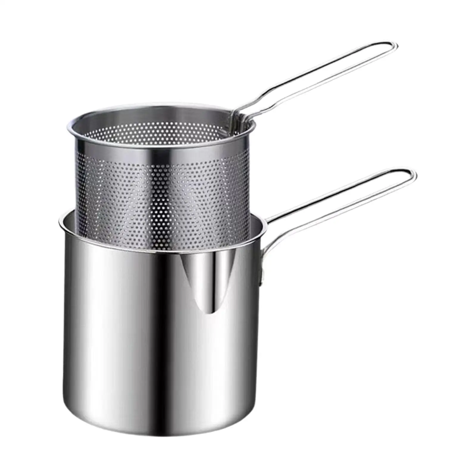 Stainless Steel Deep Frying Pot with Strainer for Dried Fish