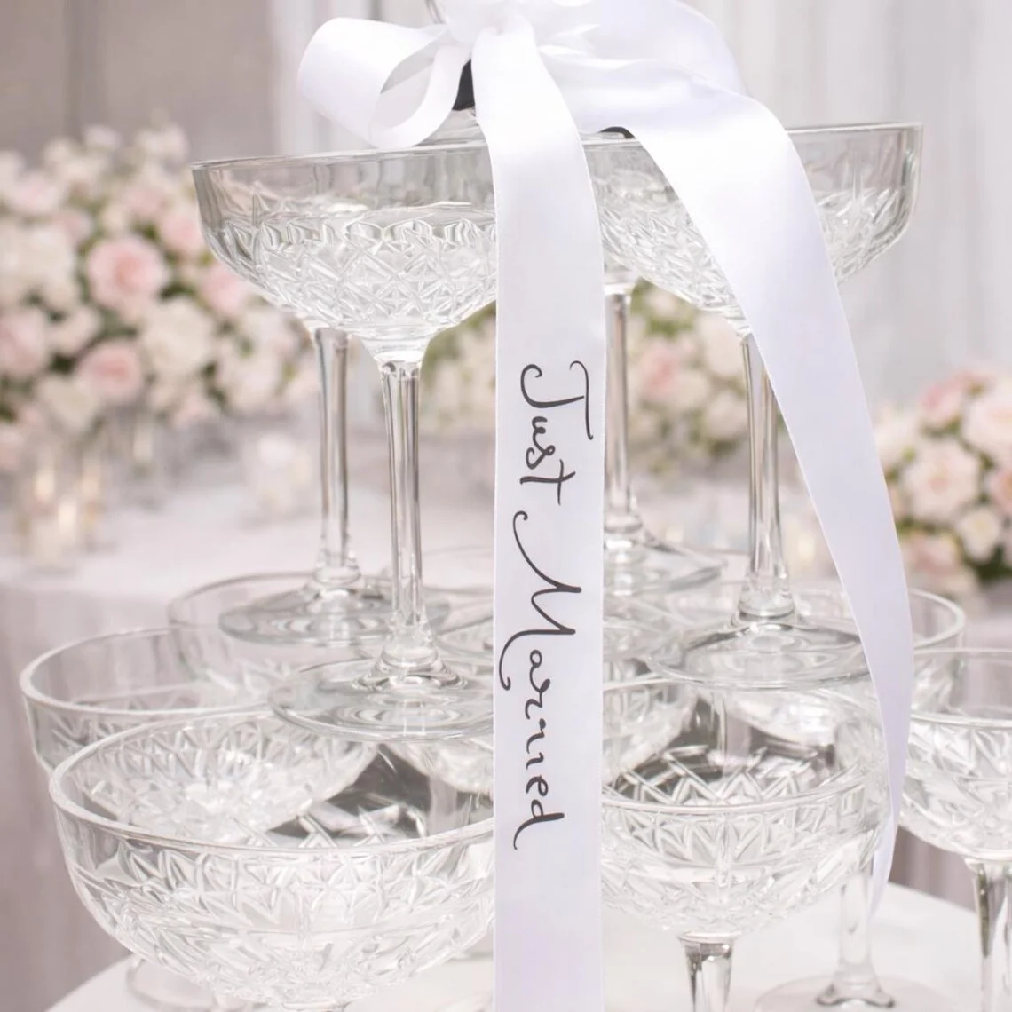 5 шт. атласных бантов для бутылок шампанского «Just Married», элегантный декор для свадебной вечеринки, девичника, помолвки, празднования (art.: 3920d953e6229) - 3920d953e6229