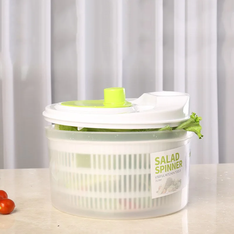 

Salad Spinner Vegetable Drier Dehydrator Home Salad Washing Basin Creative Manual Kitchen Fruit Dumping Draining Basket