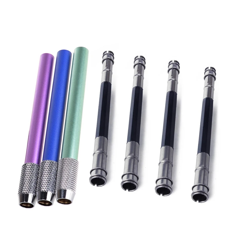 

3Pcs Metal Pencil Lengthened Extender Holder Random & 4 PCS Adjustable Dual Head Pencil Extender Holder Sketch