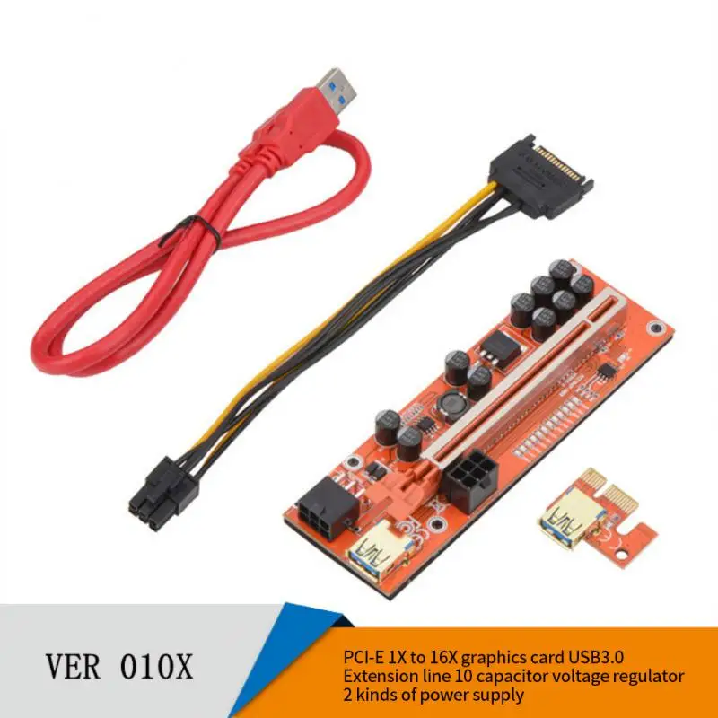

New VER010-X Pcie Riser 010 USB 3.0 PCI-E Riser Express 1X to 16X Riser Card SATA 15Pin to 6Pin Power Cable For Mining Miner