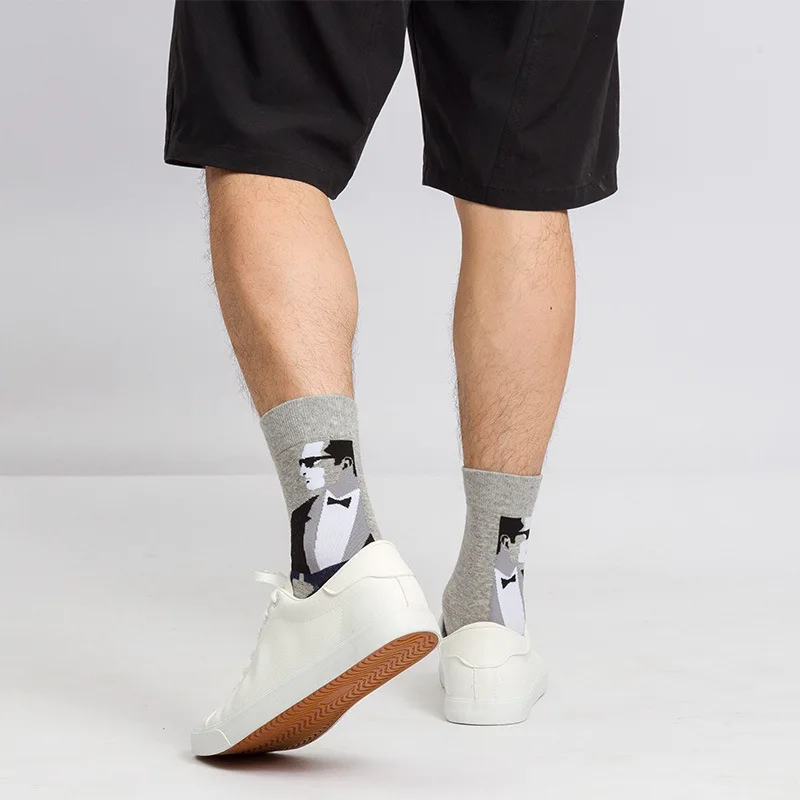 New design pure cotton socks men's business socks spring and autumn breathable high-quality happy color men's gift socks