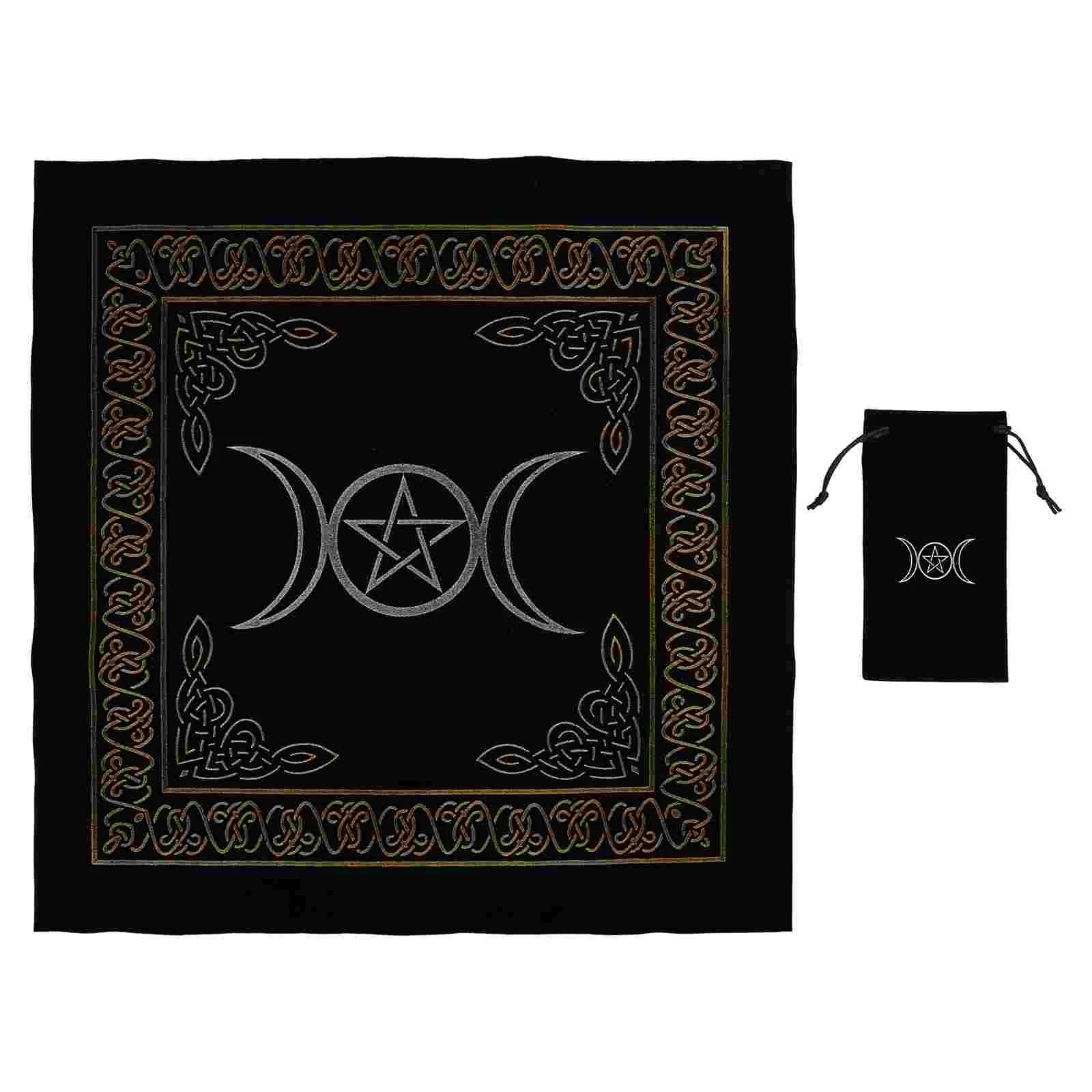

Tarot Cloth Divination Tablecloth Table Altar Wicca Pouch Mat Pentacle Goddess Triple Tapestry Astrology Special Moon Drawstring