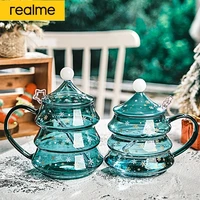 realme christmas cup tree shape snow mountain glass heat resistant water mug safe household microwave oven new coffee milk cup