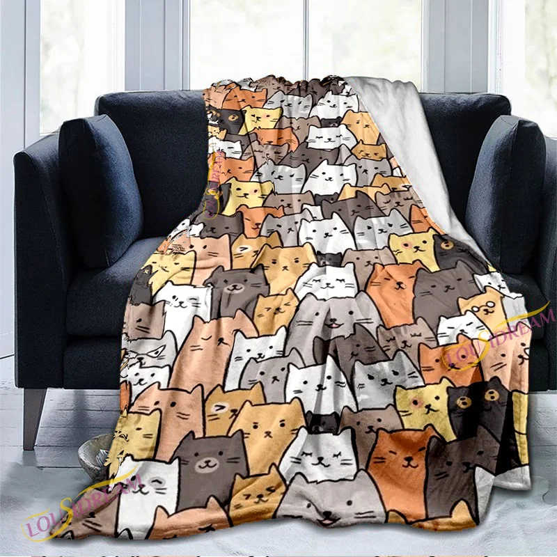 

Cartoon Cute Cat Pattern Blanket Warm Blanket Super Soft Flannel Blanket Plush Bed Blanket for Adults and Children Bed or Sofa