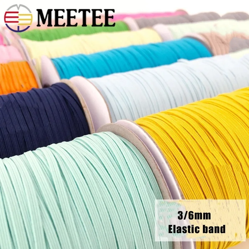 

Meetee 10Meters 3/6mm Elastic Bands Rope Rubber Hair Band Ribbons Sewing Webbing Tapes Waist Shoes Belt DIY Garment Accessories